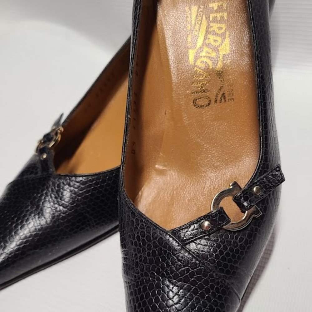 Salvatore Ferragamo Heels 6 B Black - Picture 5 of 9